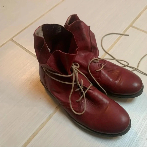 Miz Mooz Lilly Ankle Boots Red 100% Leather 8 - Picture 7 of 11